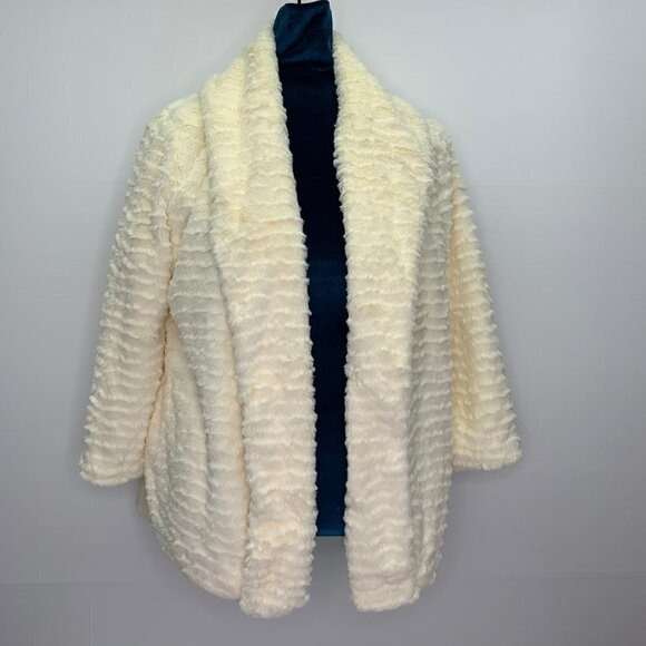 Billabong Designer Medium Ivory Faux Fur Jacket Party Formal - Picture 2 of 8